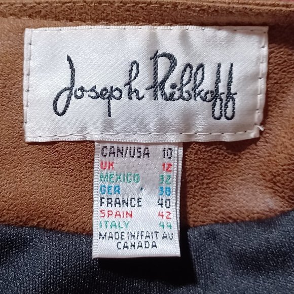 Joseph Ribkoff Brown Micro Suede Jacket With Shoulder Pads Size 10 - Picture 11 of 13